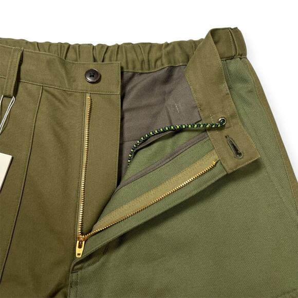 NEW KUON Patchwork Utility Trousers SIZE L Green Wide Leg Cargo Pocket JAPAN NWT - Picture 4 of 11